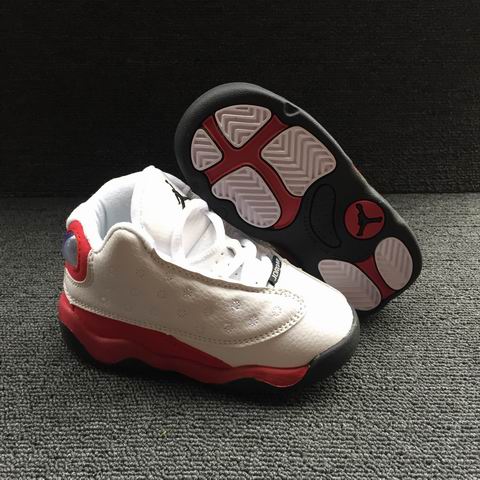 Nike Air Jordan 13 Kids Shoes White Red-12 - Click Image to Close